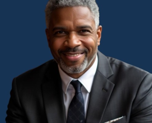 Man in business suit smiling confidently portrait