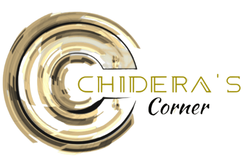 Golden swirl logo with Chidera's Corner text