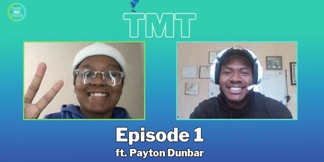 Two people smiling in video chat episode